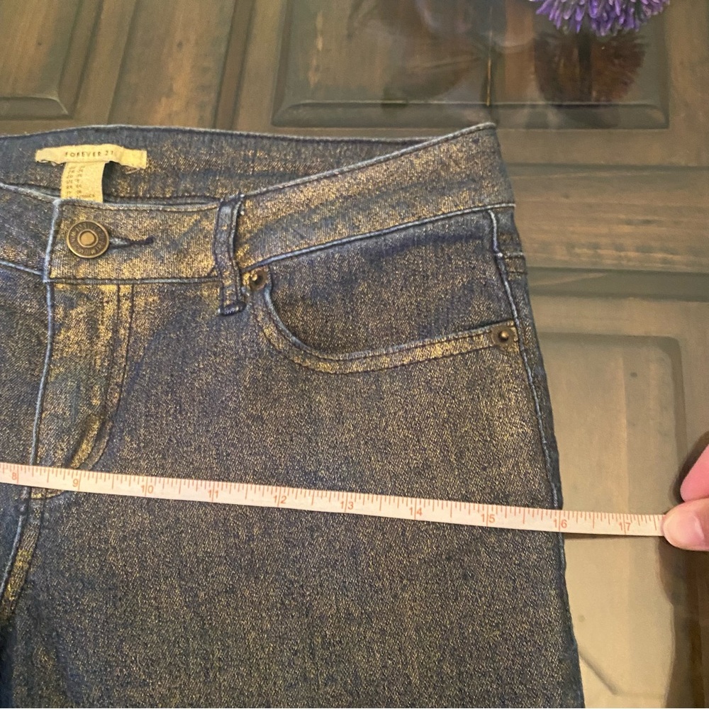 Forever21 Metallic Golden Denim jeans size 26 - Picture 7 of 15